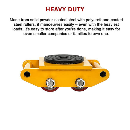 Heavy Duty Machine Dolly Skate Machinery Roller Mover Cargo Trolley 6T Outdoor Kings Warehouse 