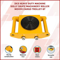 Heavy Duty Machine Dolly Skate Machinery Roller Mover Cargo Trolley 6T Outdoor Kings Warehouse 