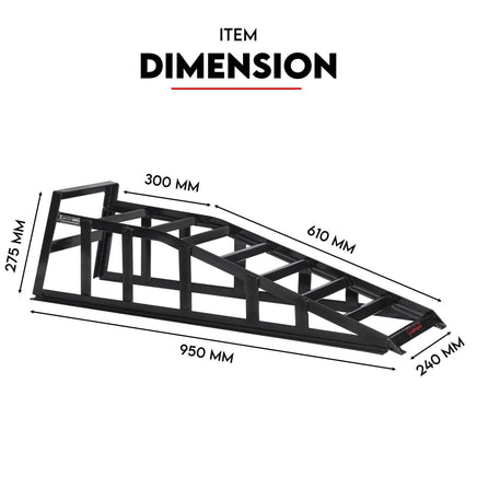 Heavy Duty Portable Car Loading Ramp Set 2000kg Maintenance Steel Frame Pair Auto Accessories Kings Warehouse 