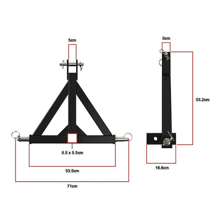 Heavy Duty Steel 3 Point 2" Trailer Hitch Receiver Tow Drawbar For Cat 1 Tractor Outdoor Recreation Kings Warehouse 