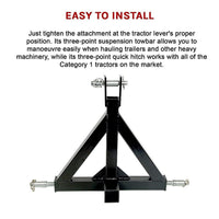 Heavy Duty Steel 3 Point 2" Trailer Hitch Receiver Tow Drawbar For Cat 1 Tractor Outdoor Recreation Kings Warehouse 