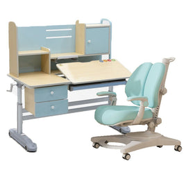 Height Adjustable Children Kids Ergonomic Study Desk Chair Set 120cm Blue AU Furniture Kings Warehouse