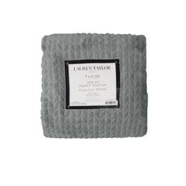 Herringbone Faux Fur Throw Rug Grey Home & Garden Kings Warehouse 