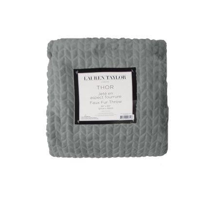 Herringbone Faux Fur Throw Rug Grey Home & Garden Kings Warehouse 