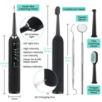 High Frequency Electric Ultrasonic Dental Tartar Plaque Calculus Tooth Remover Set Kits Cleaner with LED Screen Black Health & Beauty Kings Warehouse 