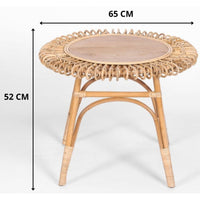 Holly 65cm Round Side Table Mango Wood Top Rattan Frame - Natural Kings Warehouse 
