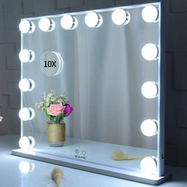 Hollywood Makeup Vanity Mirror with LED Lights and Detachable 10X Magnification Mirror (White, 62 x 51 cm) Kings Warehouse 