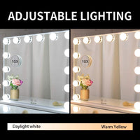 Hollywood Makeup Vanity Mirror with LED Lights and Detachable 10X Magnification Mirror (White, 62 x 51 cm) Kings Warehouse 