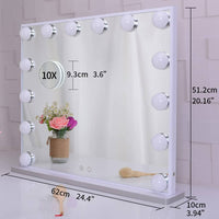 Hollywood Makeup Vanity Mirror with LED Lights and Detachable 10X Magnification Mirror (White, 62 x 51 cm) Kings Warehouse 