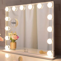Hollywood Makeup Vanity Mirror with LED Lights and Detachable 10X Magnification Mirror (White, 62 x 51 cm) Kings Warehouse 