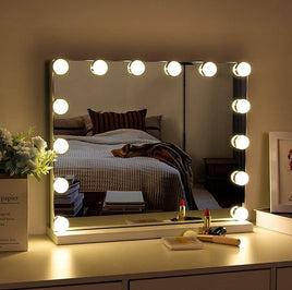 Hollywood Vanity Style LED Makeup Lights Mirror with 3 Color Modes Lights with 10 Dimmable Bulbs (Mirror Not Include) Kings Warehouse 
