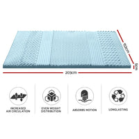 Home Bedding Cool Gel 7-zone Memory Foam Mattress Topper w/Bamboo Cover 5cm - Queen Bedroom Makeover Kings Warehouse 