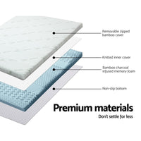 Home Bedding Cool Gel 7-zone Memory Foam Mattress Topper w/Bamboo Cover 8cm - Queen Bedroom Makeover Kings Warehouse 