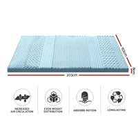 Home Bedding Cool Gel 7-zone Memory Foam Mattress Topper w/Bamboo Cover 8cm - Queen Bedroom Makeover Kings Warehouse 