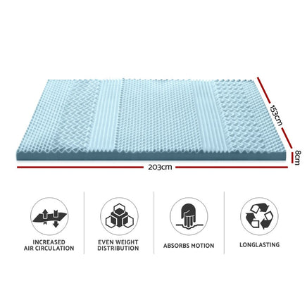 Home Bedding Cool Gel 7-zone Memory Foam Mattress Topper w/Bamboo Cover 8cm - Queen Bedroom Makeover Kings Warehouse 