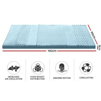 Home Bedding Cool Gel 7-zone Memory Foam Mattress Topper w/Bamboo Cover 8cm - Single Furniture Frenzy Kings Warehouse 