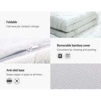 Home Bedding Cool Gel Memory Foam Mattress Topper w/Bamboo Cover 5cm - Single Mid-Season Super Sale Kings Warehouse 
