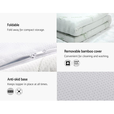 Home Bedding Cool Gel Memory Foam Mattress Topper w/Bamboo Cover 5cm - Single Mid-Season Super Sale Kings Warehouse 