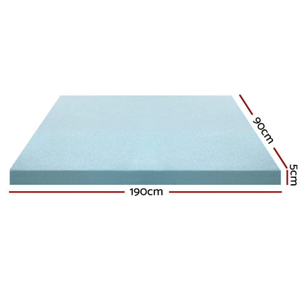 Home Bedding Cool Gel Memory Foam Mattress Topper w/Bamboo Cover 5cm - Single Mid-Season Super Sale Kings Warehouse 