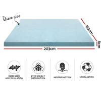 Home Bedding Cool Gel Memory Foam Mattress Topper w/Bamboo Cover 8cm - Queen End of Year Clearance Sale Kings Warehouse 
