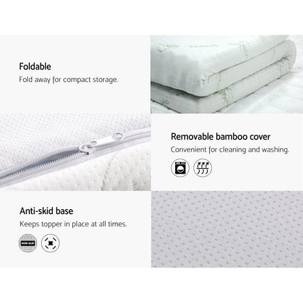 Home Bedding Cool Gel Memory Foam Mattress Topper w/Bamboo Cover 8cm - Queen End of Year Clearance Sale Kings Warehouse 