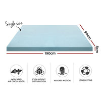 Home Bedding Cool Gel Memory Foam Mattress Topper w/Bamboo Cover 8cm - Single Bedroom Makeover Kings Warehouse 