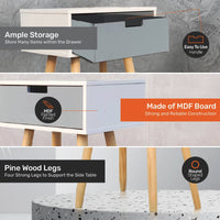 Home Master 1 Drawer Side Table Modern Sleek &amp; Stylish Neutral Design 61cm Kings Warehouse 