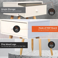 Home Master 1 Drawer Side Table Sleek Modern &amp; Stylish Neutral Design 61cm Kings Warehouse 