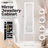 Home Master 140cm Full Length Mirror Jewellery Cabinet Adjustable Angle Kings Warehouse 