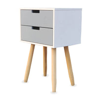 Home Master 2 Drawer Side Table Modern Sleek &amp; Stylish Neutral Design 61cm Kings Warehouse 