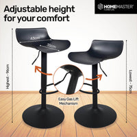 Home Master 2PCE Bar Stool Black Powder Coated Swivel Seat Stylish Modern bar stools Kings Warehouse 