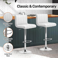 Home Master 2PCE Bar Stool White Swivel Seat Adjusting Height Stylish Modern bar stools Kings Warehouse 