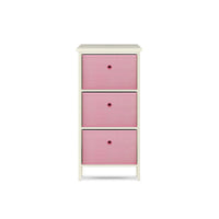 Home Master 3 Drawer Pine Wood Storage Chest Pink Fabric Baskets 70 x 80cm living room Kings Warehouse 