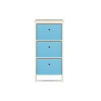 Home Master 3 Drawer Pine Wood Storage Chest Sky Blue Fabric Baskets 37 x 80cm living room Kings Warehouse 