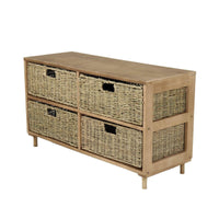 Home Master 4 Drawer Natural Seagrass Wooden Storage Chest Stylish 46cm Kings Warehouse 
