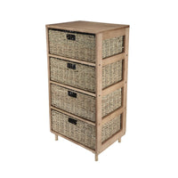 Home Master 4 Drawer Natural Seagrass Wooden Storage Chest Stylish 85cm Kings Warehouse 