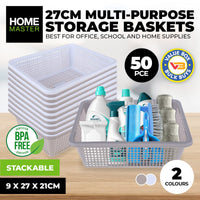 Home Master 50PCE Storage Baskets Stackable Multipurpose Space Saving Bulk 27cm Kings Warehouse 