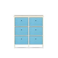 Home Master 6 Drawer Pine Wood Storage Chest Sky Blue Fabric Baskets 70 x 80cm Kings Warehouse 