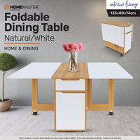 Home Master Folding Dining Table Lockable Wheels Various Fold Modes 135 x 74cm March Mayhem Kings Warehouse 