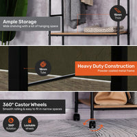 Home Master Garment Rack &amp; Shelving 2 Tier Sleek Stylish Modern Design 1.71m living room Kings Warehouse 