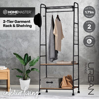 Home Master Garment Rack &amp; Shelving 2 Tier Sleek Stylish Modern Design 1.71m living room Kings Warehouse 