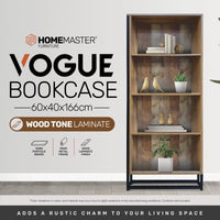 Home Master Vogue Wood Tone Bookcase Stylish Rustic Flawless Design 166cm living room Kings Warehouse 