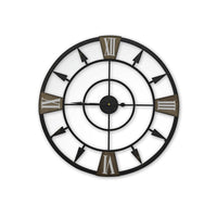 Home Master Wall Clock Antique Style Roman Numerals Metal Accents 60cm Kings Warehouse 