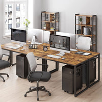 Home Office Desk with 8 Hooks 140 x 60 x 75 cm Rustic Brown and Black Furniture Kings Warehouse 