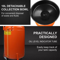 HORUSDY 80L Mobile Waste Oil Drainer Telescopic Workshop Fluid Collection Tank Tools Kings Warehouse 