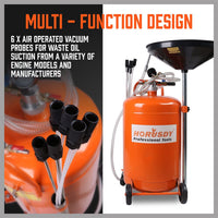 HORUSDY 80L Waste Oil Drainer Pneumatic Fluid Collection Workshop with Extractor Tools Kings Warehouse 