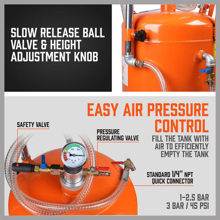 HORUSDY 80L Waste Oil Drainer Pneumatic Fluid Collection Workshop with Extractor Tools Kings Warehouse 