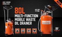 HORUSDY 80L Waste Oil Drainer Pneumatic Fluid Collection Workshop with Extractor Tools Kings Warehouse 