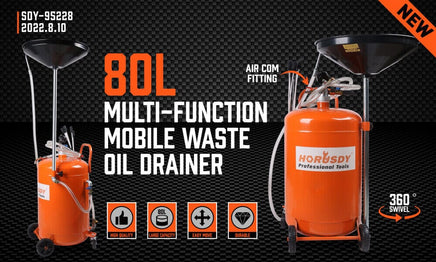 HORUSDY 80L Waste Oil Drainer Pneumatic Fluid Collection Workshop with Extractor Tools Kings Warehouse 