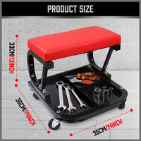 HORUSDY Rolling Creeper Seat Workshop Mechanic Stool Garage Repair Storage Tray Furniture Kings Warehouse 
